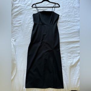 Zara linen blend thin strap dress with slit (size medium)